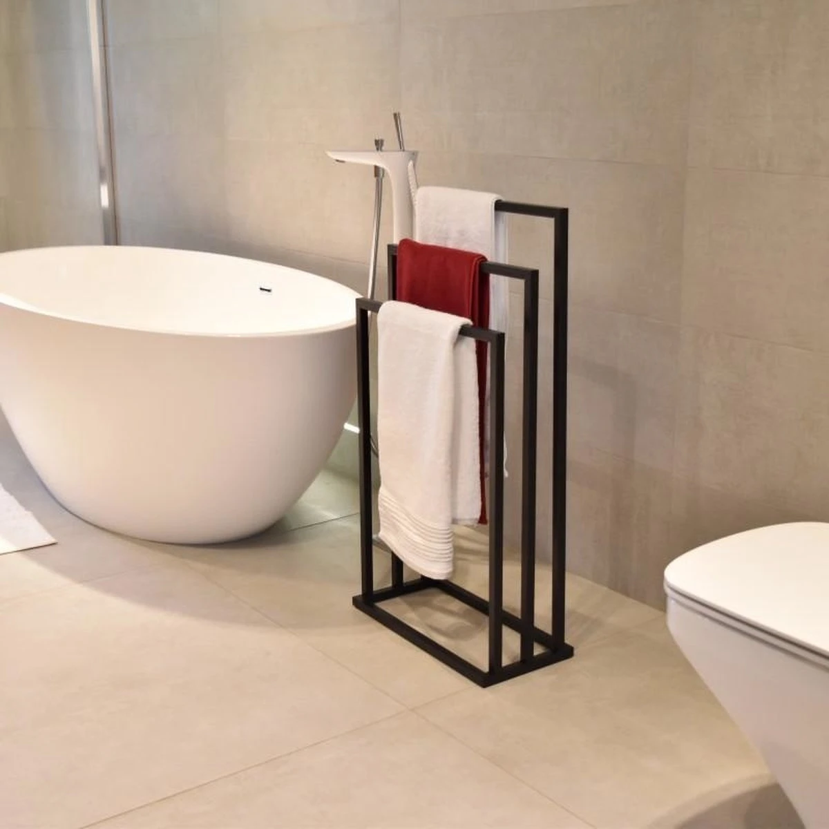 Badkamerhanger Handdoekenrek 3 Armen Zwart 3 Badkamerhanger Handdoekenrek 3 Armen Zwart - Afbeelding 3