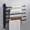 BOTC Handdoekrek - 5-armig Handdoekhouder - Handdoekstang - 180 Graden Verstelbaar - Badkamer - Zwart