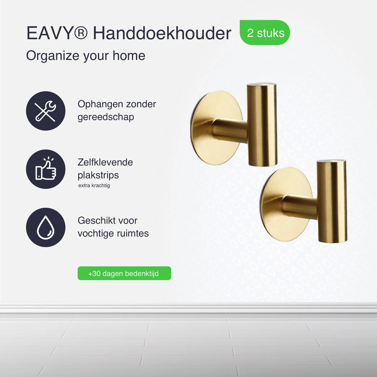 EAVY 2 Stuks Zelfklevende Handdoekhaakjes - Handdoekhouders - Plakhaakjes - Goud 2 EAVY 2 Stuks Zelfklevende Handdoekhaakjes - Handdoekhouders - Plakhaakjes - Goud - Afbeelding 2