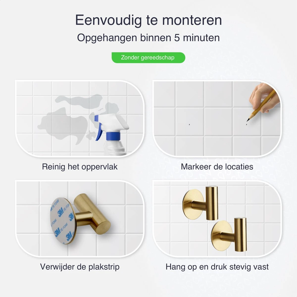 EAVY 2 Stuks Zelfklevende Handdoekhaakjes - Handdoekhouders - Plakhaakjes - Goud 4 EAVY 2 Stuks Zelfklevende Handdoekhaakjes - Handdoekhouders - Plakhaakjes - Goud - Afbeelding 4