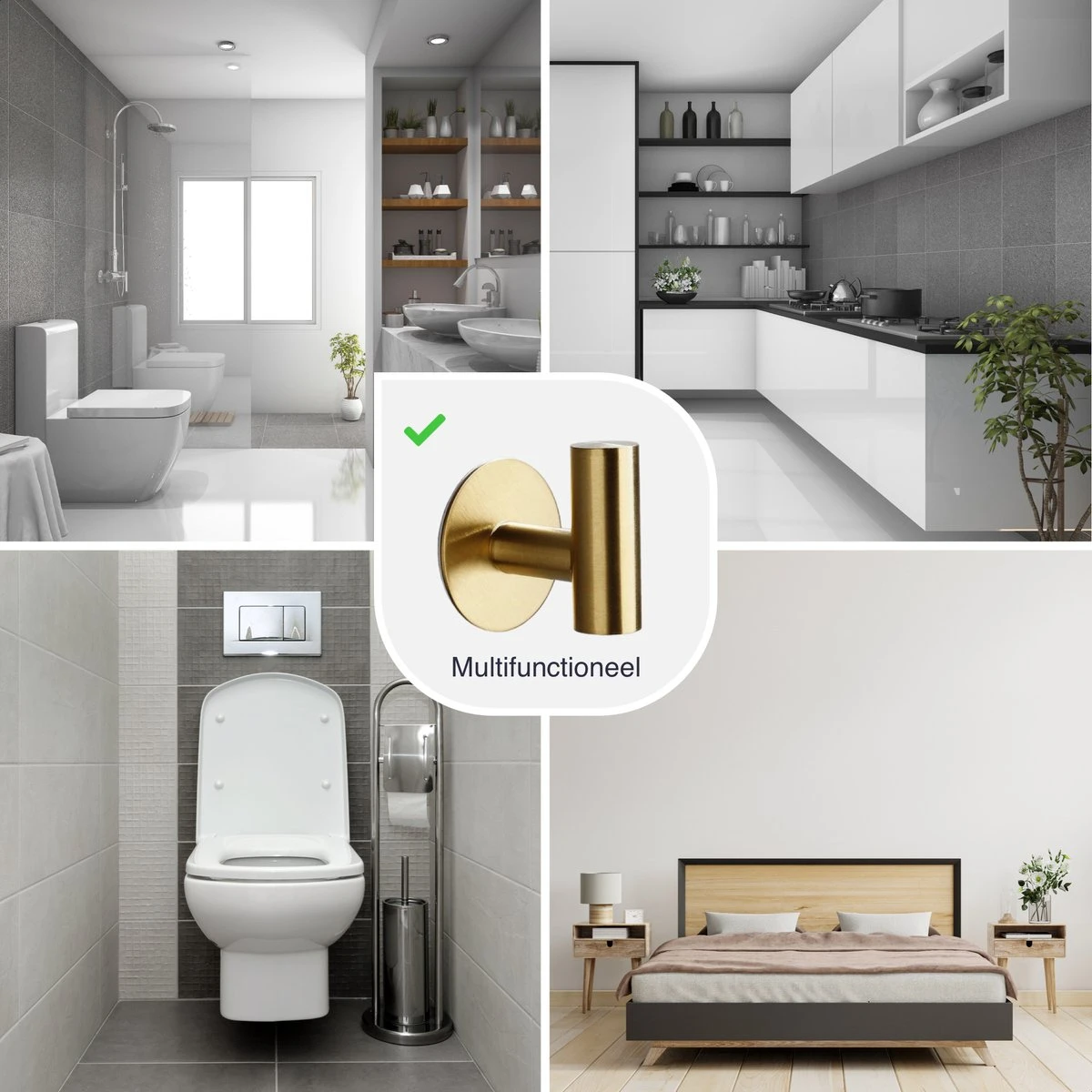 EAVY 2 Stuks Zelfklevende Handdoekhaakjes - Handdoekhouders - Plakhaakjes - Goud 6 EAVY 2 Stuks Zelfklevende Handdoekhaakjes - Handdoekhouders - Plakhaakjes - Goud - Afbeelding 6