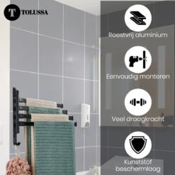 Tolussa Handdoekrek Badkamer Zwart - 38 CM - Handdoekhouder Zwart - Handdoekenrek Badkamer - Draaibaar 17 Tolussa Handdoekrek Badkamer Zwart - 38 CM - Handdoekhouder Zwart - Handdoekenrek Badkamer - Draaibaar -Badkamer Kast Winkel 1200x1200 1024