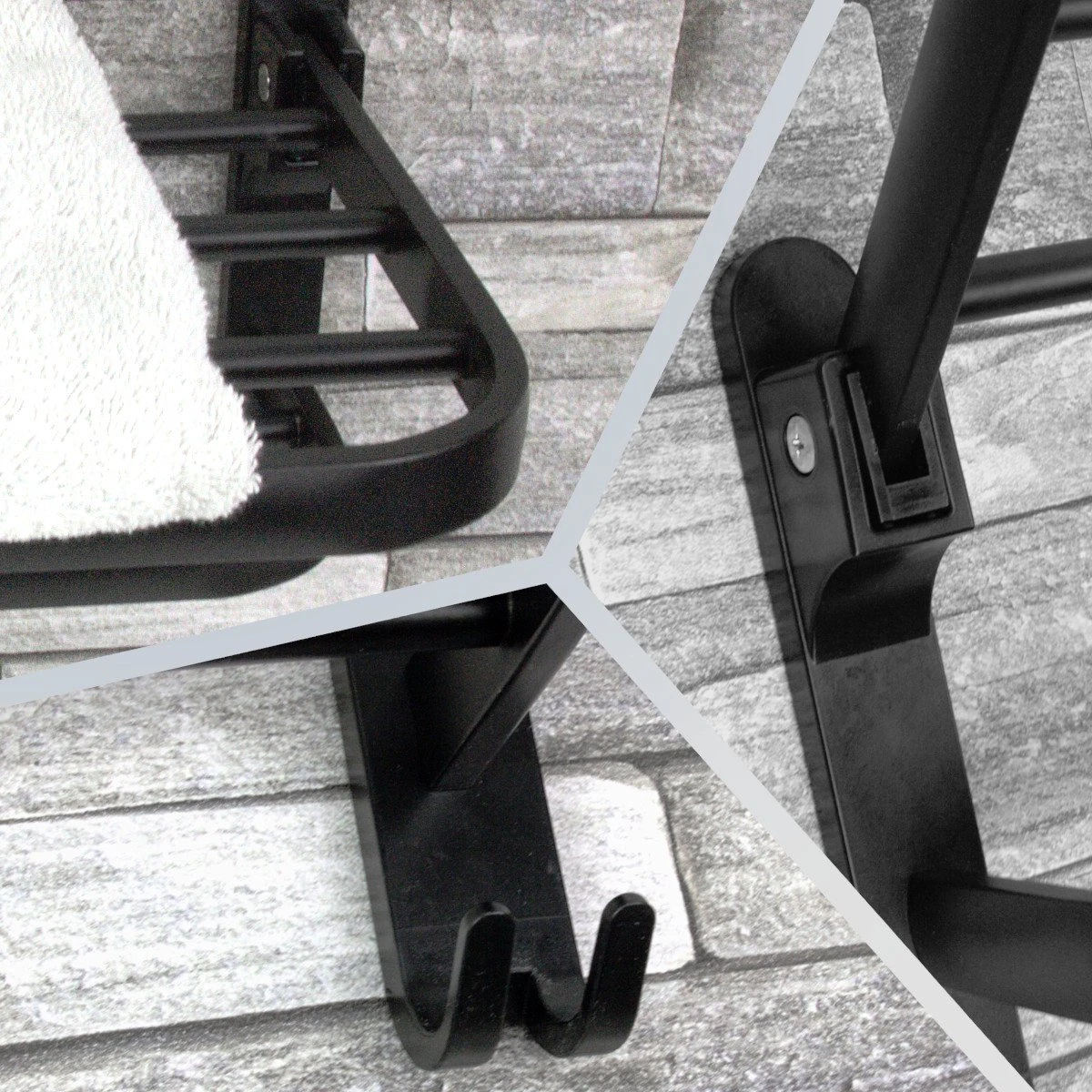 Vannons - Handdoekrek - Handdoekrek Badkamer - 2 Handdoeken - Handdoekrek Zelfklevend - Zwart 4 Vannons - Handdoekrek - Handdoekrek Badkamer - 2 Handdoeken - Handdoekrek Zelfklevend - Zwart - Afbeelding 4