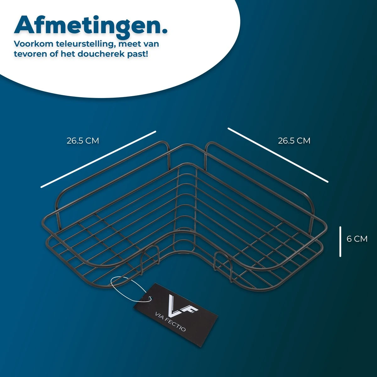 Via Fectio® Doucherek Zonder Boren - Badkameraccessoires - Hangend - Zwart - RVS - 26,5x26,5x6cm 2 Via Fectio® Doucherek Zonder Boren - Badkameraccessoires - Hangend - Zwart - RVS - 26,5x26,5x6cm - Afbeelding 2