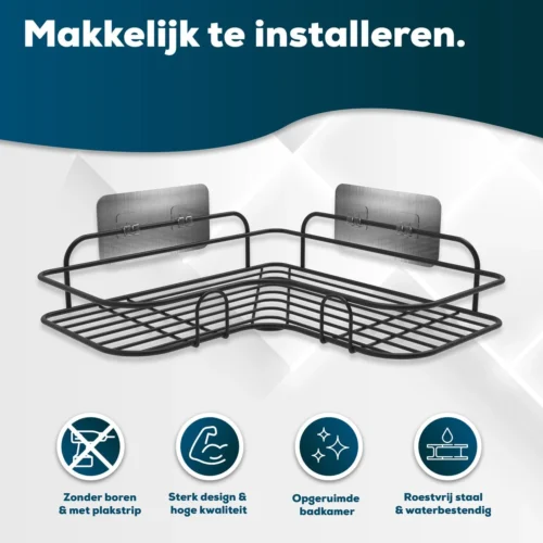 Via Fectio® Doucherek Zonder Boren - Badkameraccessoires - Hangend - Zwart - RVS - 26,5x26,5x6cm 8 Via Fectio® Doucherek Zonder Boren - Badkameraccessoires - Hangend - Zwart - RVS - 26,5x26,5x6cm -Badkamer Kast Winkel 1200x1200 106