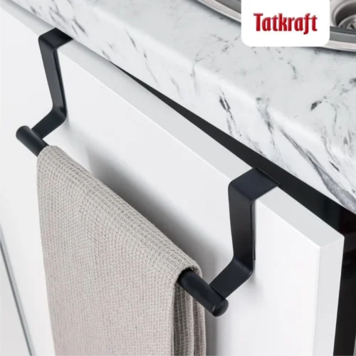 Tatkraft HORIZON - RVS Kastdeur Handdoekrek - Keukenkast Deur Handdoek/Vaatdoek Houder Rek Stang Hanger - Towel Rack Kast Deurhanger Deurhaak Keuken - Handdoekstang - Mat Zwart - 23CM -Badkamer Kast Winkel 1200x1200 1060