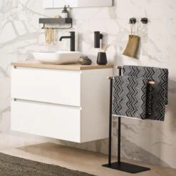 Sealskin Brix - Wandrek Met Handdoekrek 35 Cm - Zwart -Badkamer Kast Winkel 1200x1200 1067