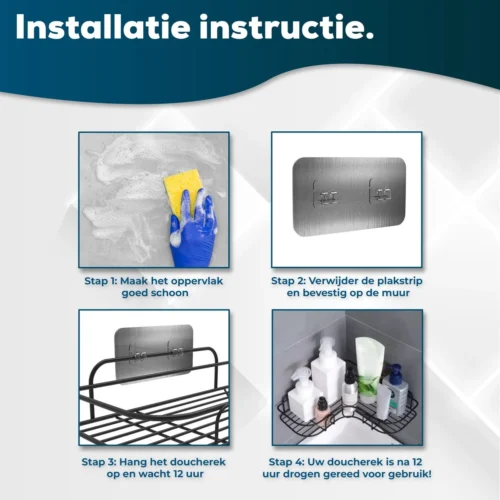 Via Fectio® Doucherek Zonder Boren - Badkameraccessoires - Hangend - Zwart - RVS - 26,5x26,5x6cm 10 Via Fectio® Doucherek Zonder Boren - Badkameraccessoires - Hangend - Zwart - RVS - 26,5x26,5x6cm -Badkamer Kast Winkel 1200x1200 108