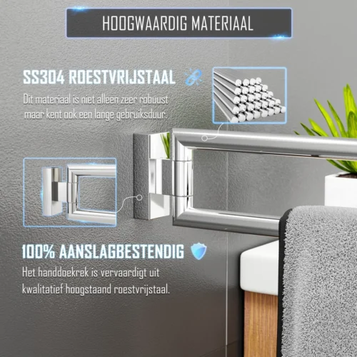 Nolad® Handdoekrek 2 Armig - Handdoekhouder - Handdoekenrek - RVS - Chroom -Badkamer Kast Winkel 1200x1200 1110