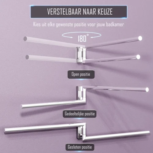 Nolad® Handdoekrek 2 Armig - Handdoekhouder - Handdoekenrek - RVS - Chroom -Badkamer Kast Winkel 1200x1200 1112