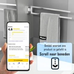 Nolad® Handdoekrek 2 Armig - Handdoekhouder - Handdoekenrek - RVS - Chroom -Badkamer Kast Winkel 1200x1200 1113