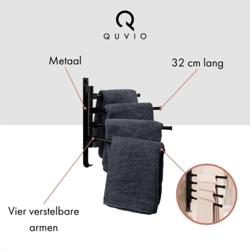 QUVIO Handdoekrek Met 4 Armen / Wandrek / Handdoekrek Keuken / Handdoekenrek Badkamer / Handdoekenrek / Handdoekrek / Handdoekrek Badkamer / Handdoekhaakjes / Handdoekhouder / Wandplank - Verstelbaar - Staal 12 QUVIO Handdoekrek Met 4 Armen / Wandrek / Handdoekrek Keuken / Handdoekenrek Badkamer / Handdoekenrek / Handdoekrek / Handdoekrek Badkamer / Handdoekhaakjes / Handdoekhouder / Wandplank - Verstelbaar - Staal -Badkamer Kast Winkel 1200x1200 1119