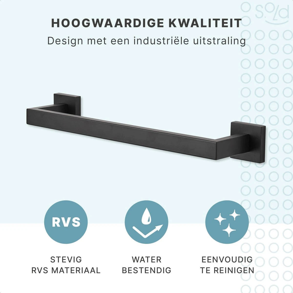 Handdoekrek - RVS - Badkameraccessoires - Keukenaccessoires - Mat Zwart - 40 Cm 2 Handdoekrek - RVS - Badkameraccessoires - Keukenaccessoires - Mat Zwart - 40 Cm - Afbeelding 2