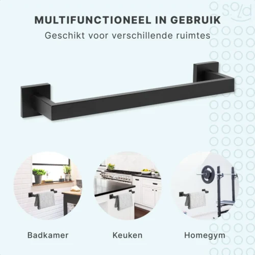 Handdoekrek - RVS - Badkameraccessoires - Keukenaccessoires - Mat Zwart - 40 Cm -Badkamer Kast Winkel 1200x1200 1145