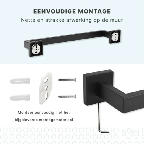 Handdoekrek - RVS - Badkameraccessoires - Keukenaccessoires - Mat Zwart - 40 Cm -Badkamer Kast Winkel 1200x1200 1146