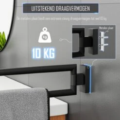 Nolad® Handdoekrek 2 Armig - Handdoekhouder - Handdoekenrek - RVS - Zwart -Badkamer Kast Winkel 1200x1200 1197