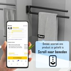 Nolad® Handdoekrek 2 Armig - Handdoekhouder - Handdoekenrek - RVS - Zwart -Badkamer Kast Winkel 1200x1200 1199