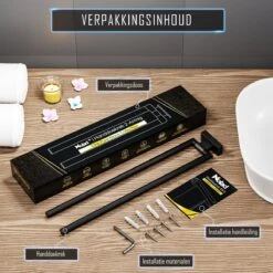 Nolad® Handdoekrek 2 Armig - Handdoekhouder - Handdoekenrek - RVS - Zwart -Badkamer Kast Winkel 1200x1200 1200