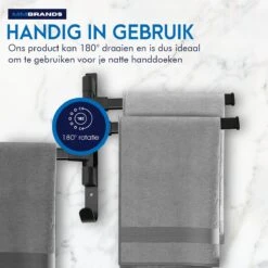 MM Brands Handdoekrek - Handdoekhouder - Badkamer Accessoires - Zelfklevend Handdoekenrek - 3-delig - Zwart - 24 X 6 X 1 CM -Badkamer Kast Winkel 1200x1200 1233