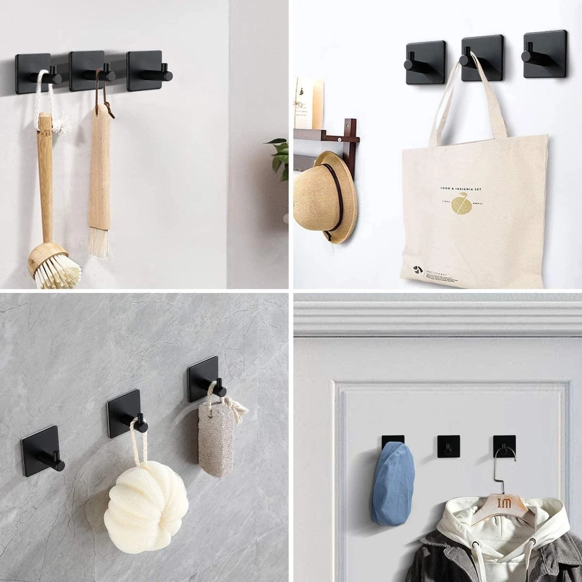 Merkloos Handdoekhaak 4 + 1 GRATIS Set Zonder Boren - RVS - Zwart - Vierkant Zelfklevend - Badjas - Theedoek Hanger Keuken Badkamer Handdoek Haakjes 2 Merkloos Handdoekhaak 4 + 1 GRATIS Set Zonder Boren - RVS - Zwart - Vierkant Zelfklevend - Badjas - Theedoek Hanger Keuken Badkamer Handdoek Haakjes - Afbeelding 2