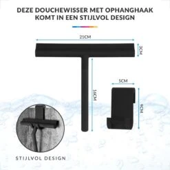 Douchewisser Met Ophanghaak – Trekker Douche – Douchetrekker Voor Badkamer – Raamwisser Douche – Zwart -Badkamer Kast Winkel 1200x1200 1250