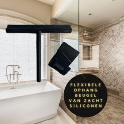 Fienosa Douchewisser Anti Kras Siliconen - Zachte Glashaak - Zwart -Badkamer Kast Winkel 1200x1200 1274