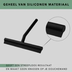 Douchewisser Zwart Met Ophangsysteem- Badkamer Accessoires- Raamwisser- Trekker Douche- Silicone- 21cm X 16cm -Badkamer Kast Winkel 1200x1200 1320