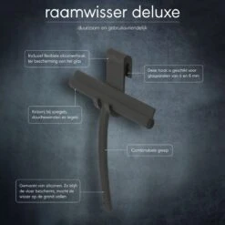 Sealskin Deluxe - Raamwisser Inclusief Flexibele Glashaak - Zwart -Badkamer Kast Winkel 1200x1200 1353
