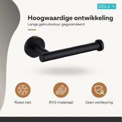 Zigla - WC Rolhouder – Toiletrolhouder – Toiletpapierhouder - WC Rol Houder – RVS – Zwart 14 Zigla - WC Rolhouder – Toiletrolhouder – Toiletpapierhouder - WC Rol Houder – RVS – Zwart -Badkamer Kast Winkel 1200x1200 141