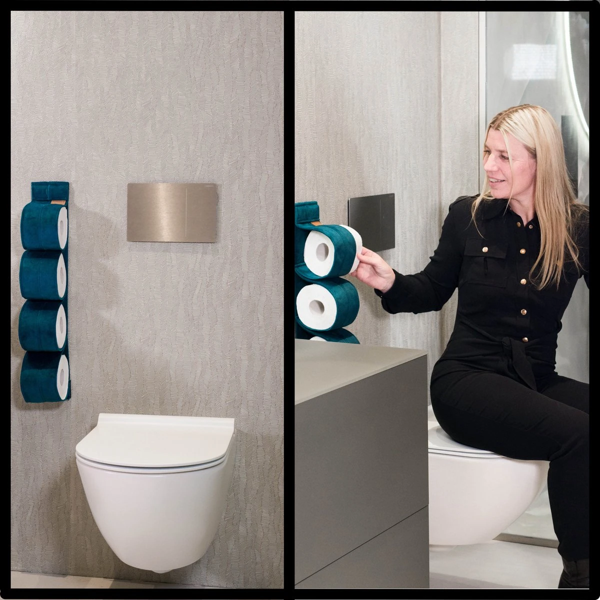 Reserverolhouder Hangend – Toiletrolhouder – Reserve Rolhouder – Zonder Boren – Rolhouder - Muur – Zwart - Antraciet - STOF & SPETTERVRIJ 5 Reserverolhouder Hangend – Toiletrolhouder – Reserve Rolhouder – Zonder Boren – Rolhouder - Muur – Zwart - Antraciet - STOF & SPETTERVRIJ - Afbeelding 5