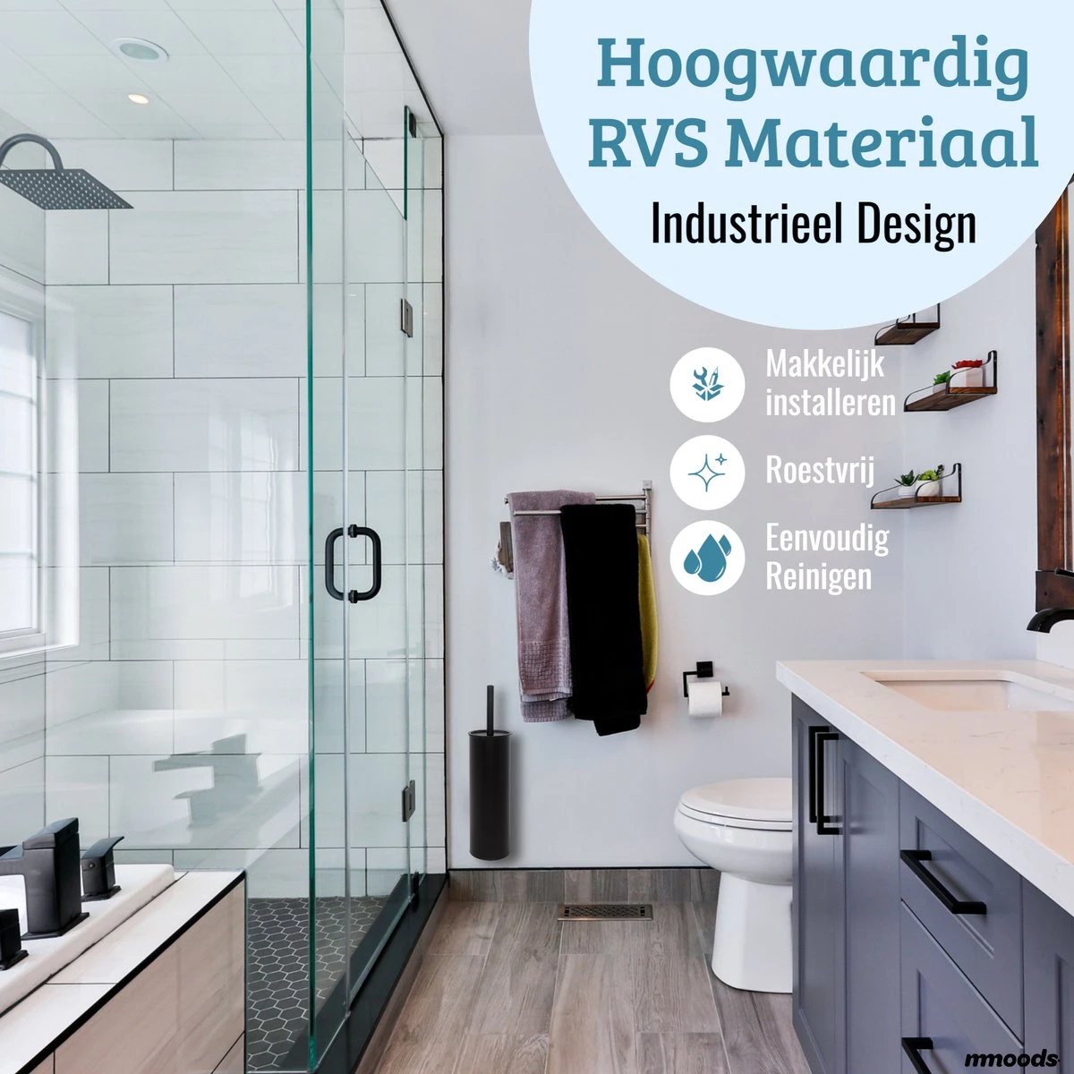 Mmoods WC Borstel Met Houder Hangend Zwart - Toiletborstel Siliconen Industrieel Design 5 Mmoods WC Borstel Met Houder Hangend Zwart - Toiletborstel Siliconen Industrieel Design - Afbeelding 5