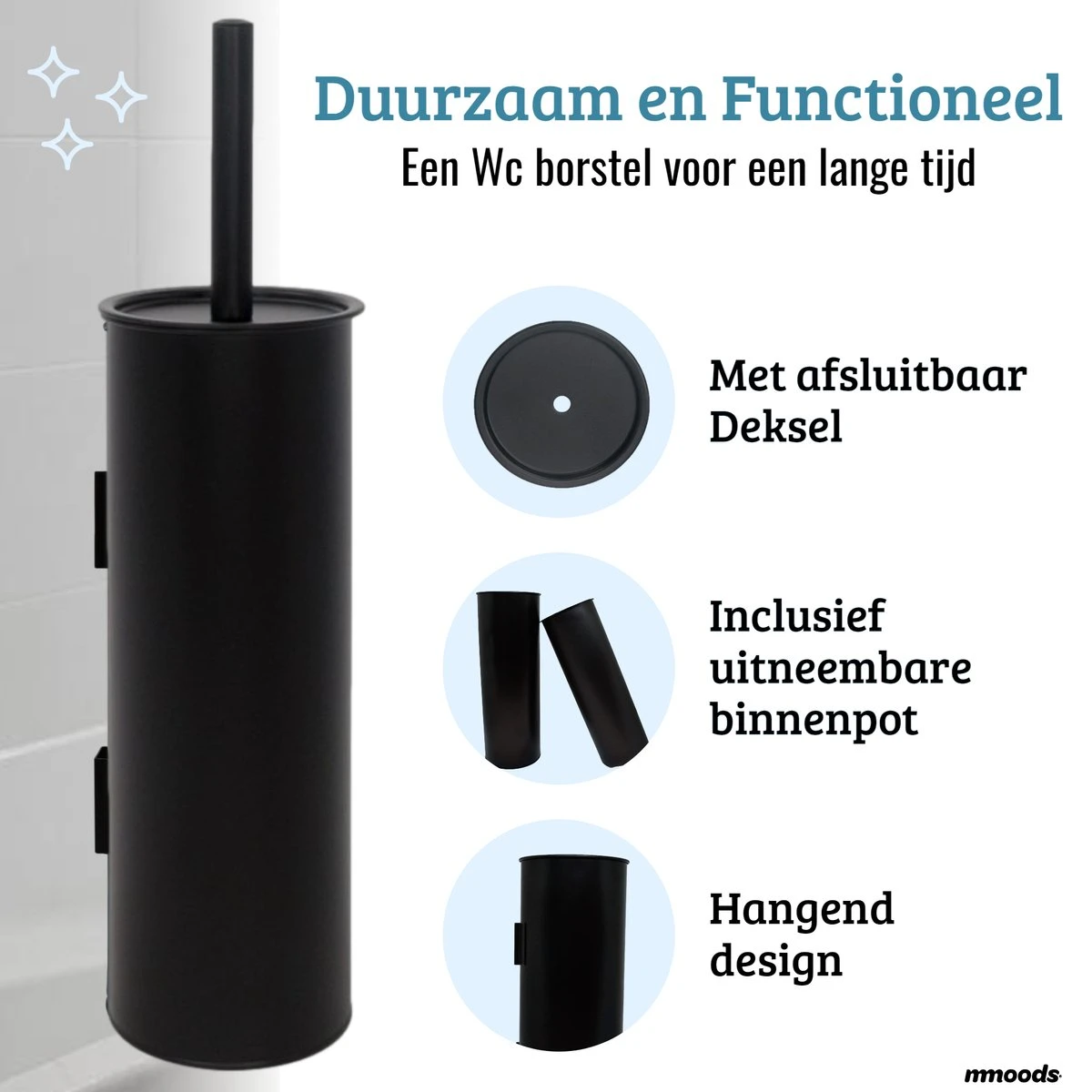 Mmoods WC Borstel Met Houder Hangend Zwart - Toiletborstel Siliconen Industrieel Design 7 Mmoods WC Borstel Met Houder Hangend Zwart - Toiletborstel Siliconen Industrieel Design - Afbeelding 7