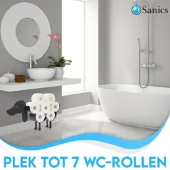 Sanics Reserverolhouder Vrijstaand - Hangend - Wandhouder - Hond - Zwart - Dier -Badkamer Kast Winkel 1200x1200 1471