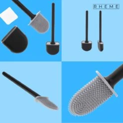 WC Borstel - Siliconen Borstel Met Houder - Hangend Met Plakstrip - Duurzaam Toilet Borstel - Zwart - Rheme -Badkamer Kast Winkel 1200x1200 1582