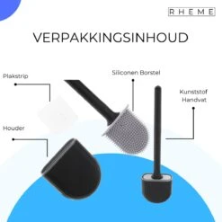 WC Borstel - Siliconen Borstel Met Houder - Hangend Met Plakstrip - Duurzaam Toilet Borstel - Zwart - Rheme -Badkamer Kast Winkel 1200x1200 1584