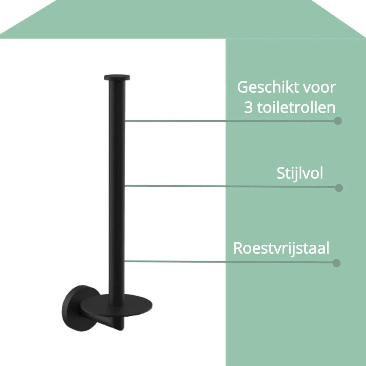 Wc Rolhouder Reserverolhouder Toiletrolhouder Voor 3 Rollen Zwart - Badkamer Accessoires - Hangend 2 Wc Rolhouder Reserverolhouder Toiletrolhouder Voor 3 Rollen Zwart - Badkamer Accessoires - Hangend - Afbeelding 2