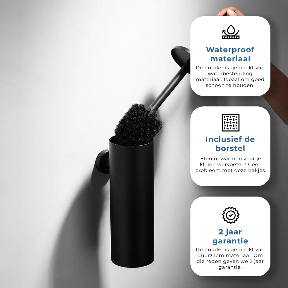 Homefy Toiletborstel Met Houder- Toiletborstel Zwart - Extra Hygiënisch - Inclusief Ophangsysteem - Zwart 2 Homefy Toiletborstel Met Houder- Toiletborstel Zwart - Extra Hygiënisch - Inclusief Ophangsysteem - Zwart - Afbeelding 2