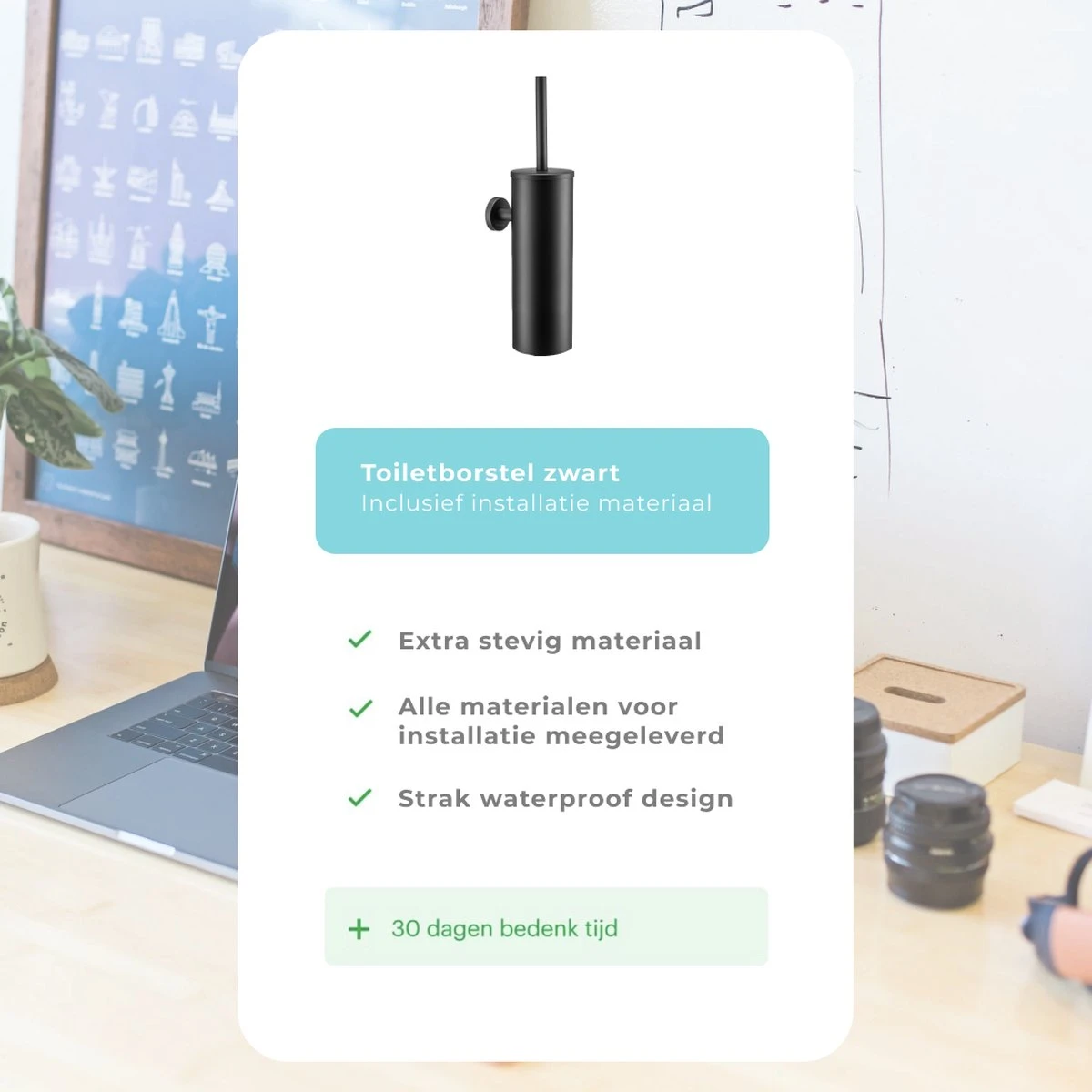 Homefy Toiletborstel Met Houder- Toiletborstel Zwart - Extra Hygiënisch - Inclusief Ophangsysteem - Zwart 4 Homefy Toiletborstel Met Houder- Toiletborstel Zwart - Extra Hygiënisch - Inclusief Ophangsysteem - Zwart - Afbeelding 4