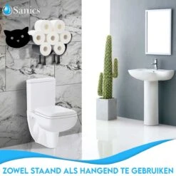 Sanics Reserverolhouder Vrijstaand - Hangend - Wandhouder - Kat - Zwart -Badkamer Kast Winkel 1200x1200 1641