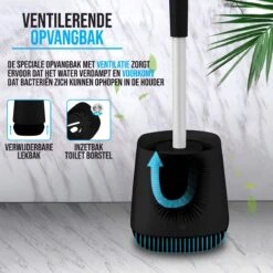 Strex Toiletborstel Siliconen Met Houder Zwart - Sneldrogend, Hygiënisch & Antibacteriële Werking - WC Borstel - Toilet Borstel Houder -Badkamer Kast Winkel 1200x1200 1664