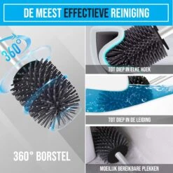 Strex Toiletborstel Siliconen Met Houder Zwart - Sneldrogend, Hygiënisch & Antibacteriële Werking - WC Borstel - Toilet Borstel Houder -Badkamer Kast Winkel 1200x1200 1665