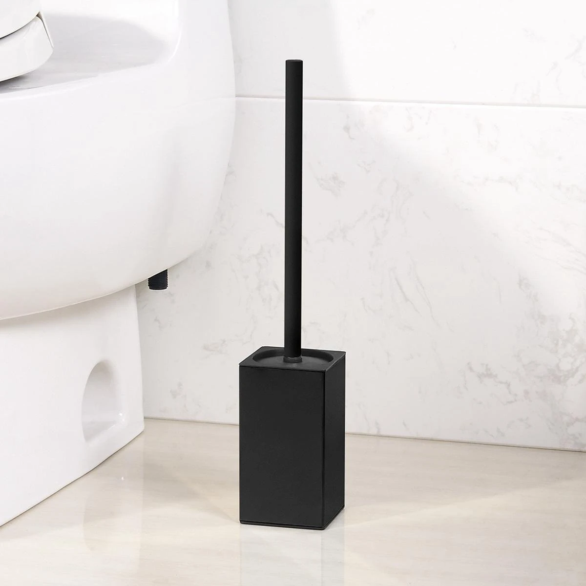 VDN Stainless Toiletborstel Met Houder - Toiletborstelhouder - Zwart - Wc Borstel Met Houder - Vierkant - RVS - Vrijstaand 2 VDN Stainless Toiletborstel Met Houder - Toiletborstelhouder - Zwart - Wc Borstel Met Houder - Vierkant - RVS - Vrijstaand - Afbeelding 2