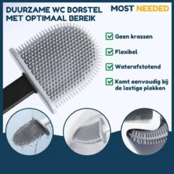 Merkloos Most Needed WC Borstel Met Houder - Siliconen Borstel - Duurzaam - Vrijstaand Of Hangend - Zwart -Badkamer Kast Winkel 1200x1200 1692