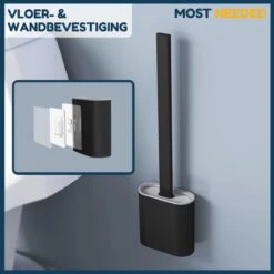Merkloos Most Needed WC Borstel Met Houder - Siliconen Borstel - Duurzaam - Vrijstaand Of Hangend - Zwart -Badkamer Kast Winkel 1200x1200 1694