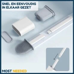 Merkloos Most Needed WC Borstel Met Houder - Siliconen Borstel - Duurzaam - Vrijstaand Of Hangend - Zwart -Badkamer Kast Winkel 1200x1200 1695