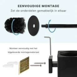 Toiletborstel Met Houder - Hangend - RVS - Mat Zwart - H 42,6 Cm -Badkamer Kast Winkel 1200x1200 1698