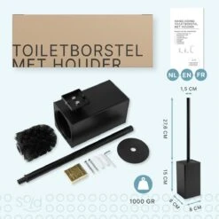 Toiletborstel Met Houder - Hangend - RVS - Mat Zwart - H 42,6 Cm -Badkamer Kast Winkel 1200x1200 1702