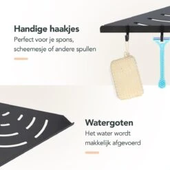 Doucherek - Doucherek Zonder Boren - Doucherekjes - Doucherek Hangend - Doucherekje - Doucherekje Zonder Boren - Doucherek Zwart - Hoek - 2 Stuks - Met Haakjes - Inclusief Montage Materiaal - Hoogwaardig Afgewerkt - EJC Products -Badkamer Kast Winkel 1200x1200 1732