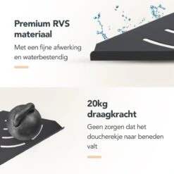 Doucherek - Doucherek Zonder Boren - Doucherekjes - Doucherek Hangend - Doucherekje - Doucherekje Zonder Boren - Doucherek Zwart - Hoek - 2 Stuks - Met Haakjes - Inclusief Montage Materiaal - Hoogwaardig Afgewerkt - EJC Products -Badkamer Kast Winkel 1200x1200 1733