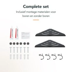 Doucherek - Doucherek Zonder Boren - Doucherekjes - Doucherek Hangend - Doucherekje - Doucherekje Zonder Boren - Doucherek Zwart - Hoek - 2 Stuks - Met Haakjes - Inclusief Montage Materiaal - Hoogwaardig Afgewerkt - EJC Products -Badkamer Kast Winkel 1200x1200 1736